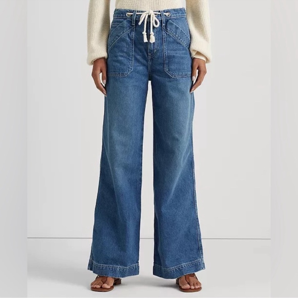 NWT LAUREN RALPH LAUREN "Black" Label Wide Leg HW Jeans SZ: 16 - Picture 3 of 8